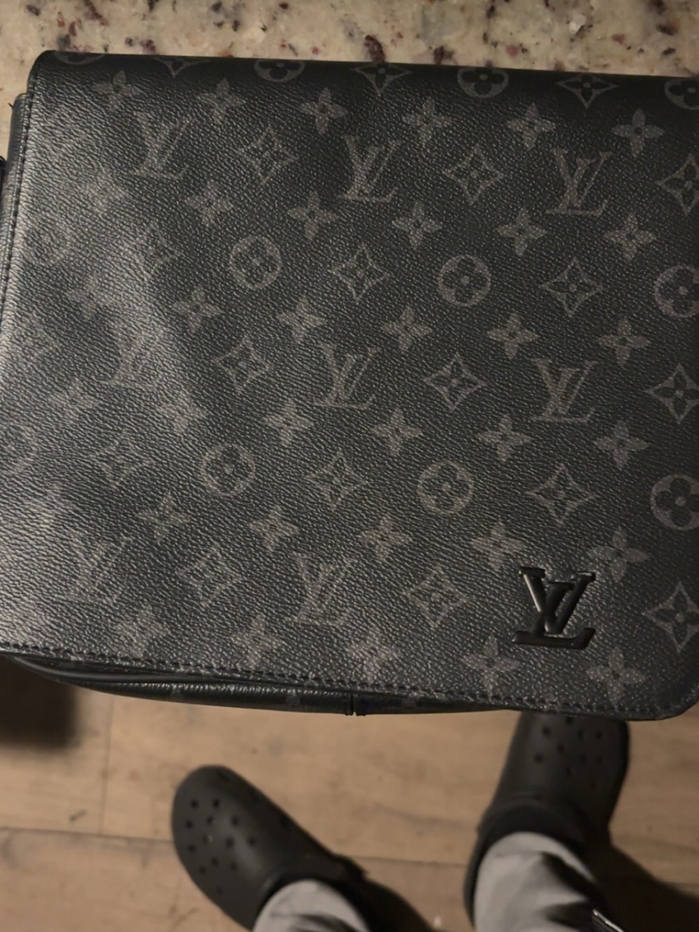 Louis Vuitton Gray on Black Monogram Messenger Bag